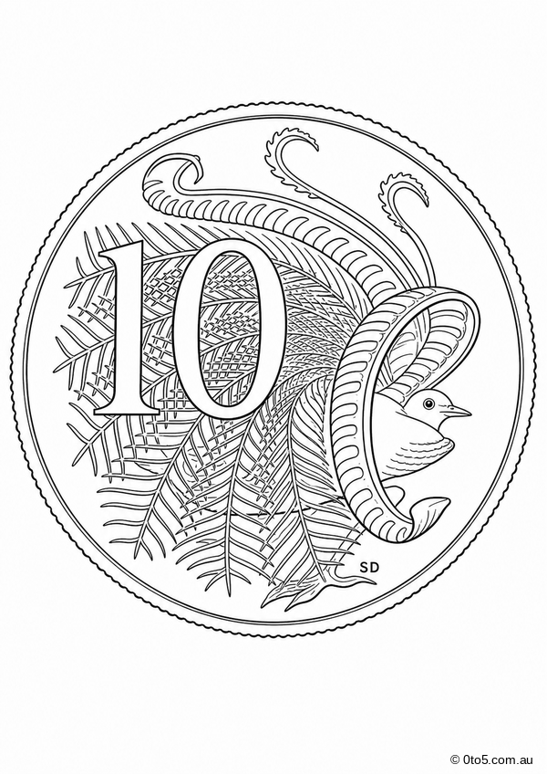 Australian 10 Cent Coin Coloring Page preview