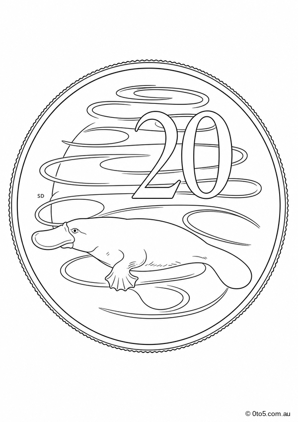 Australian 20 Cent Coin Coloring Page preview
