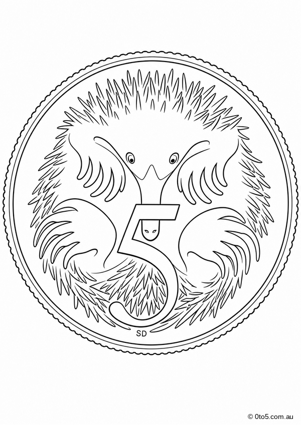 Australian 5 Cent Coin Coloring Page preview