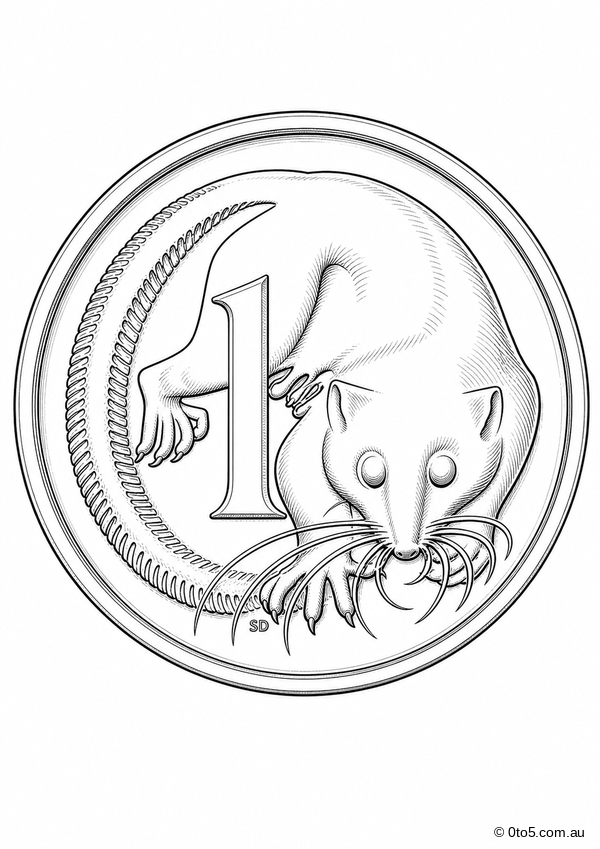 Australian One Cent Coin Coloring Page preview