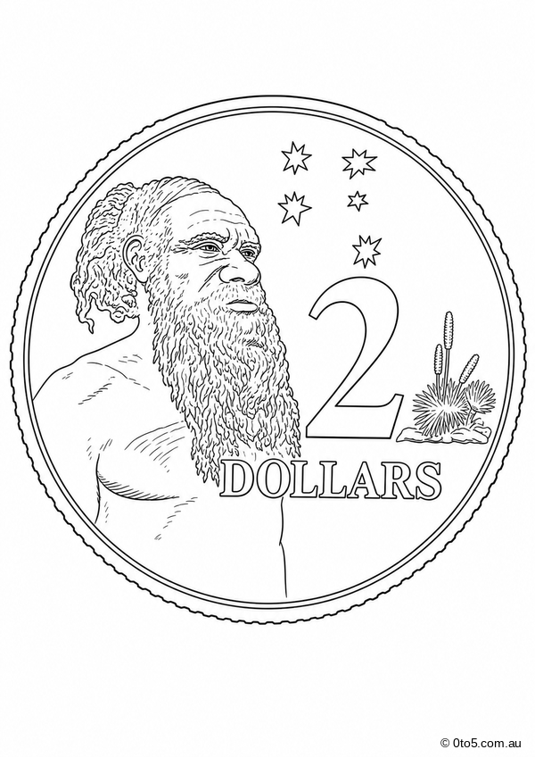 Australian Two Dollar Coin Coloring Page preview