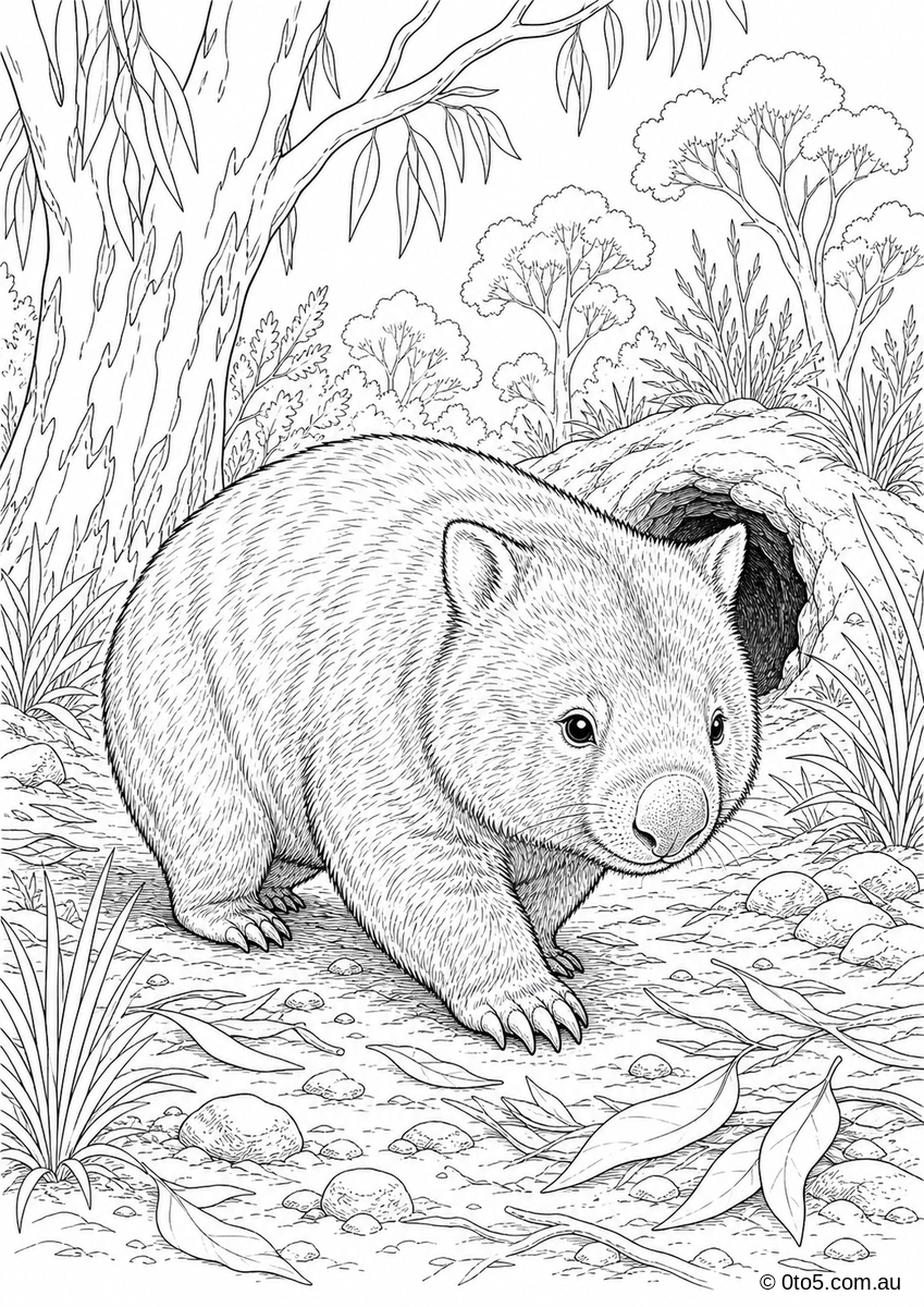 Australian Wombat Coloring Page preview