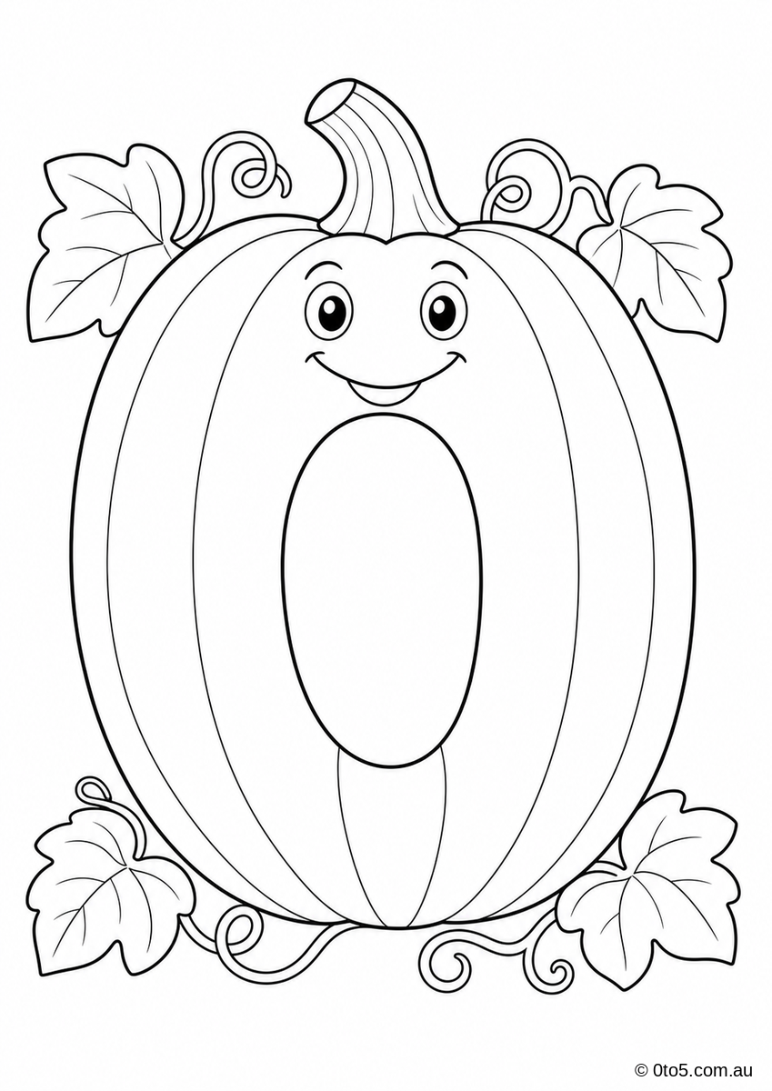Spooky Number 0 Pumpkin Coloring Page thumbnail