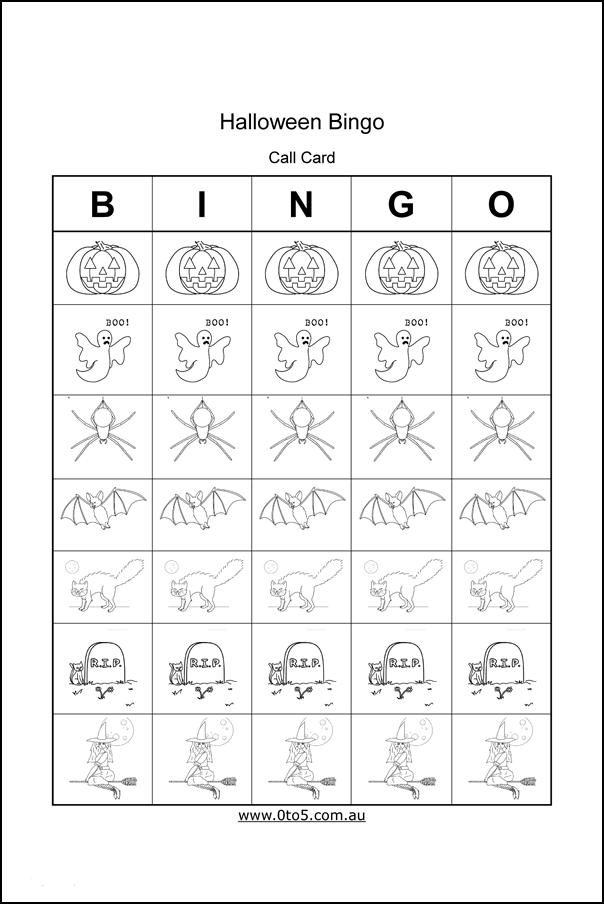 Halloween Bingo Blank Card printable template