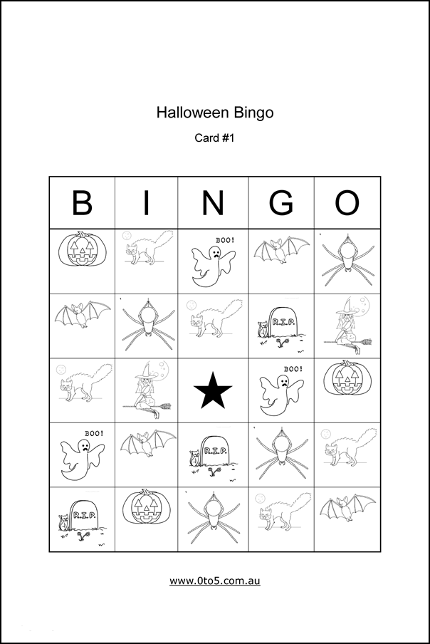 Halloween Bingo Card #1 printable template