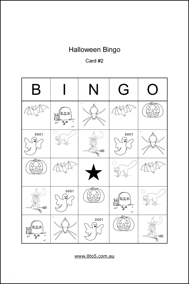 Halloween Bingo Card #1 printable template