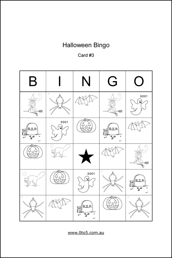 Halloween Bingo Card #1 printable template