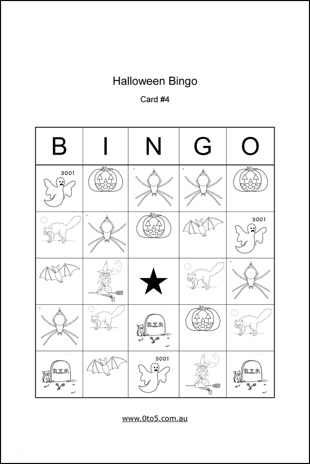 Halloween Bingo Card #1 printable template