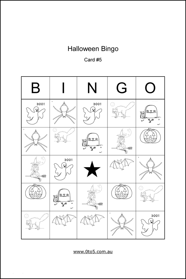 Halloween Bingo Card #1 printable template