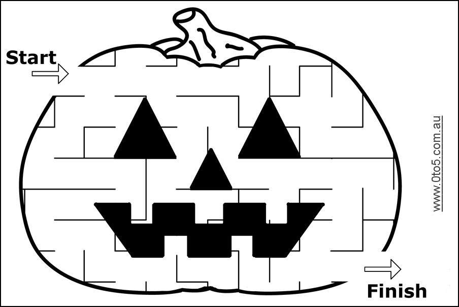 Jack-o-Lantern Maze (Easy) printable template