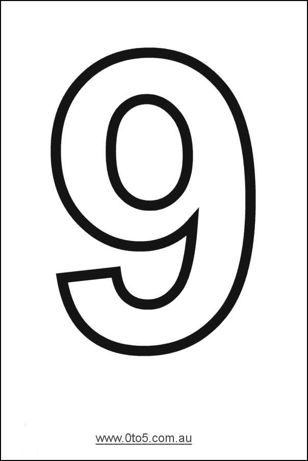 Number - nine printable template