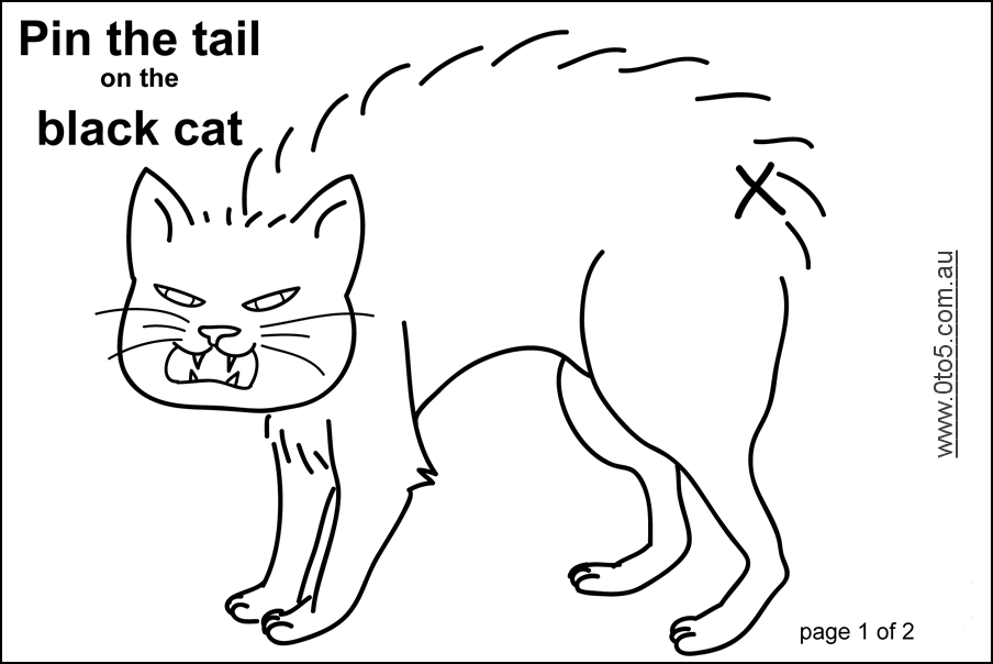 Pin the tail on the black cat (main cat piece) printable template