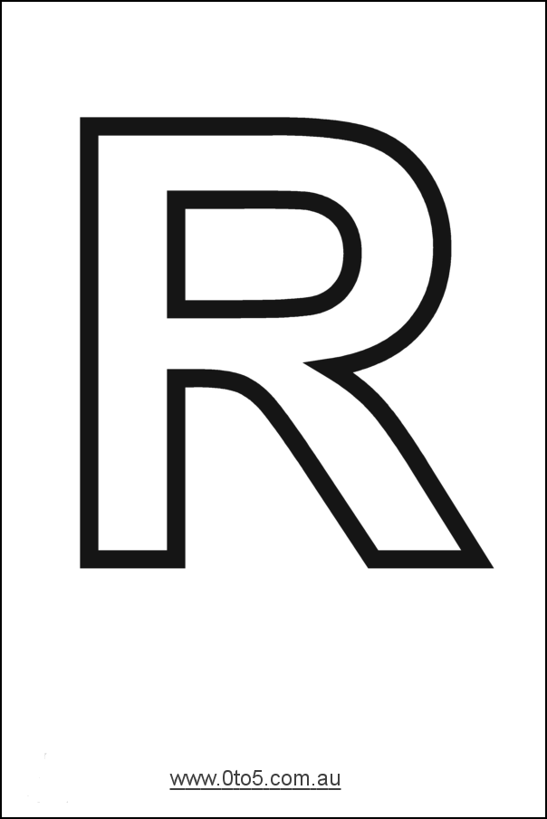 Letter - R printable template