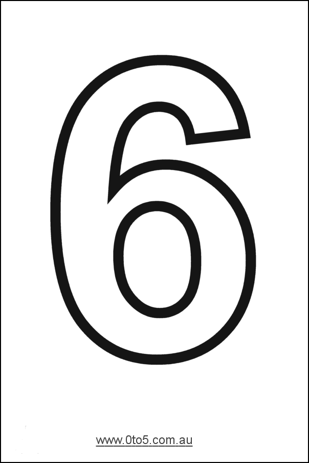 Number - six printable template