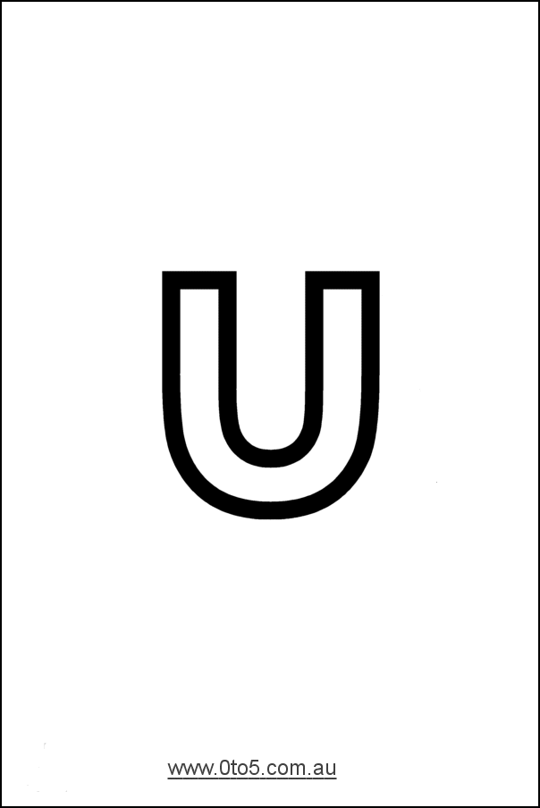 Letter - u printable template